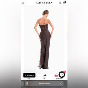 Albina Dyla Strapless Brown Braided Dress